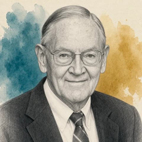 Illustrated portrait of John Bogle