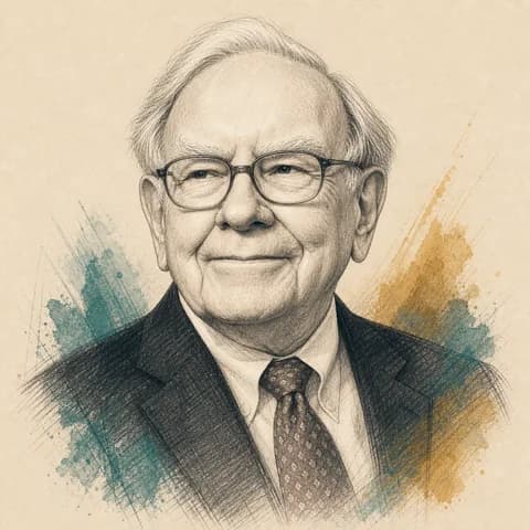 Illustrated portrait of Warren Buffett
