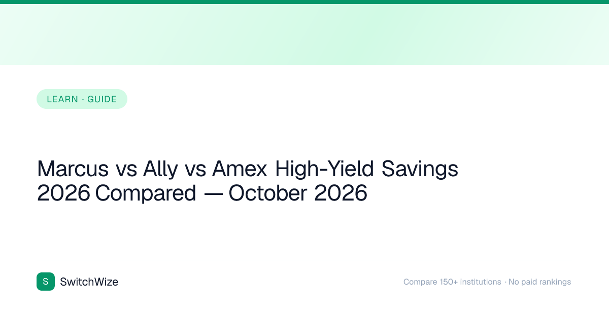 Marcus vs Ally vs Amex High-Yield Savings 2026 Compared — October 2026 | SwitchWize