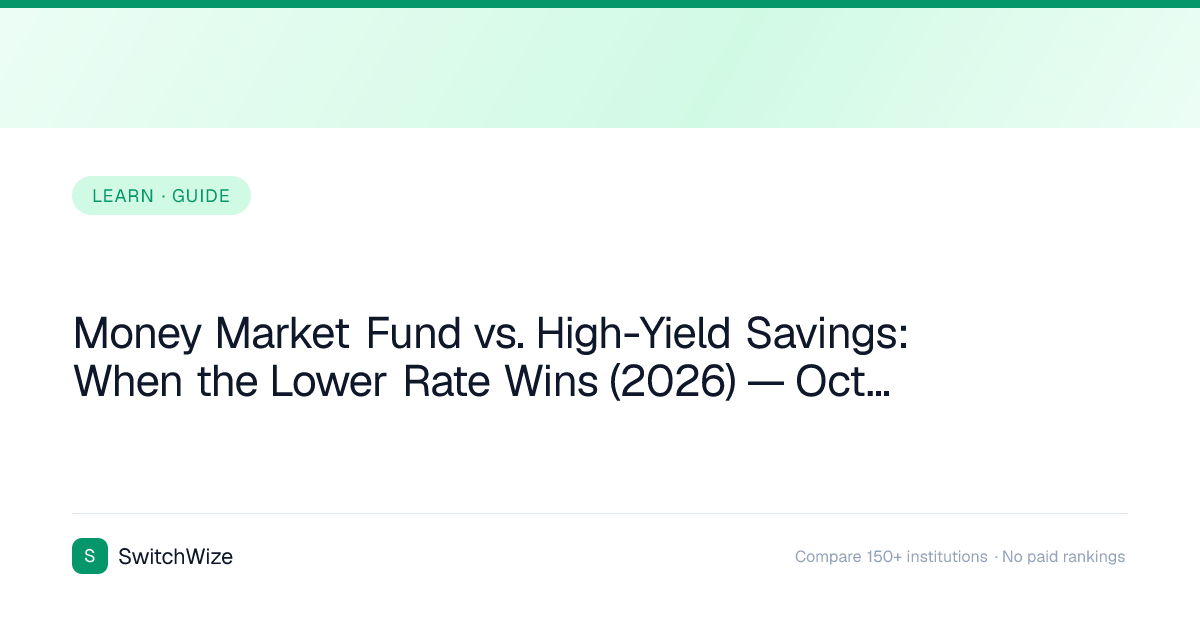 Money Market Fund vs. High-Yield Savings: When the Lower Rate Wins ...